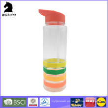 750ml botella de agua de plástico con banda de silicona de colores